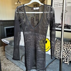 Tiger Mist Black Mesh Swim Coverup